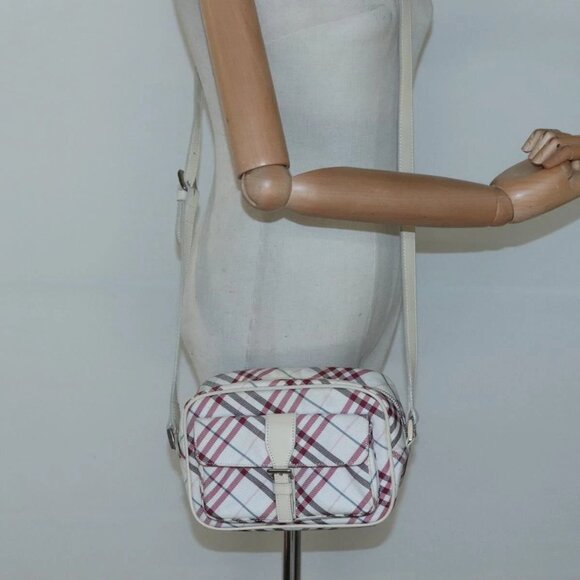 BURBERRY Nova Check Shoulder Bag Nylon Pink Silver Auth 116405 - Picture 3 of 16